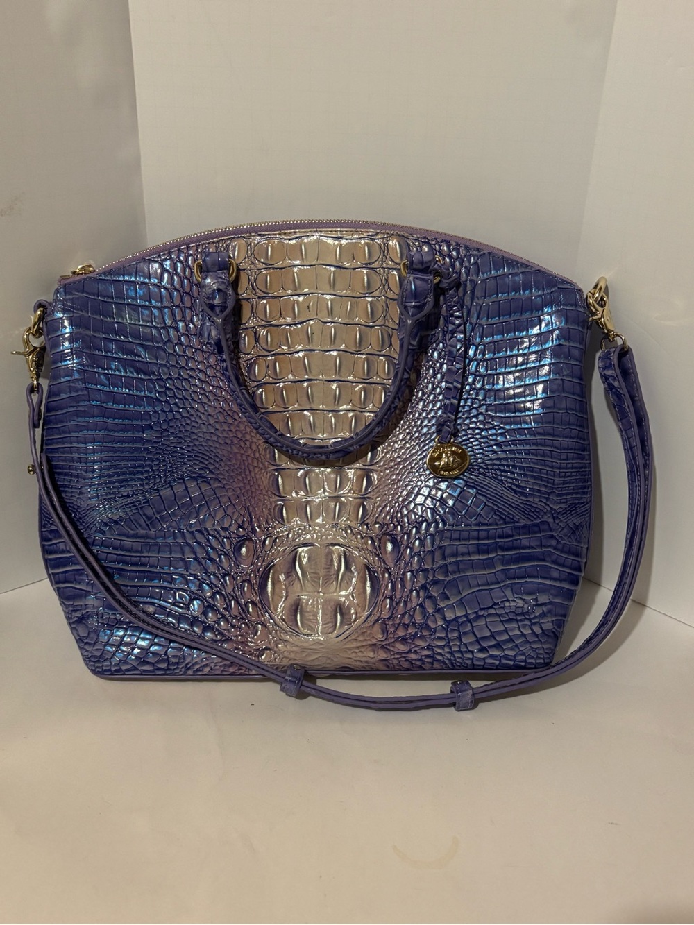 Brahmin Large Duxbury Satchel Very Peri Ombré Melbourne purple